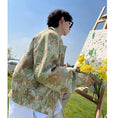 Load image into Gallery viewer, [Hisho Series] ★Floral pattern jacket★ 2color oil painting style outerwear unisex men's green blue short length
