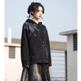 Load image into Gallery viewer, [Kyodo Series]★China style hoodie★ Tops Unisex Men's Switching Black Black Original
