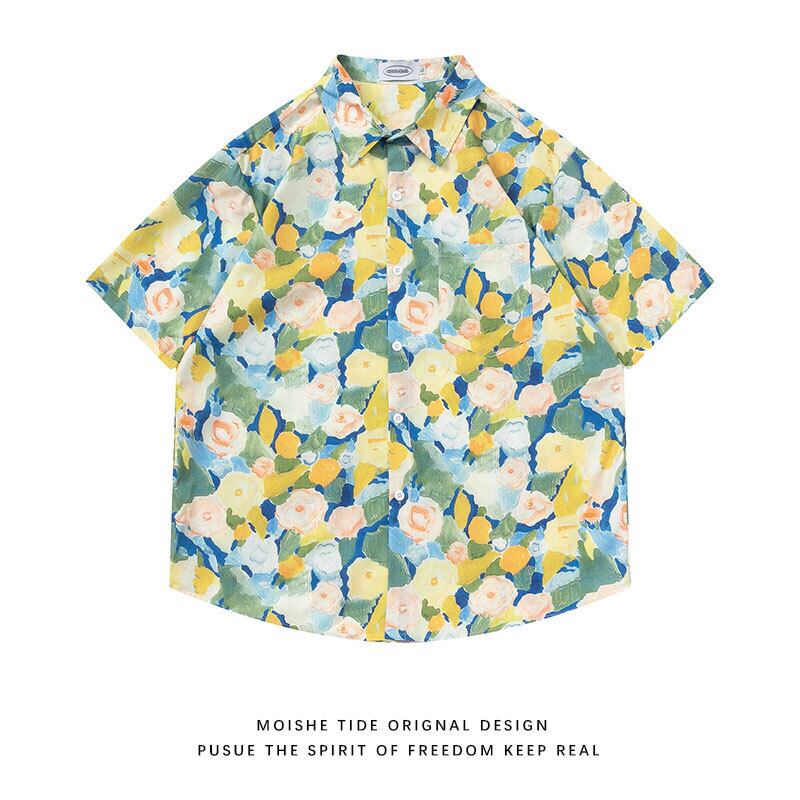 [MOISHE TIDE Series] ★Floral Pattern Shirt★ Tops Aloha Shirt Women's Men's Unisex Short Sleeve Shirt