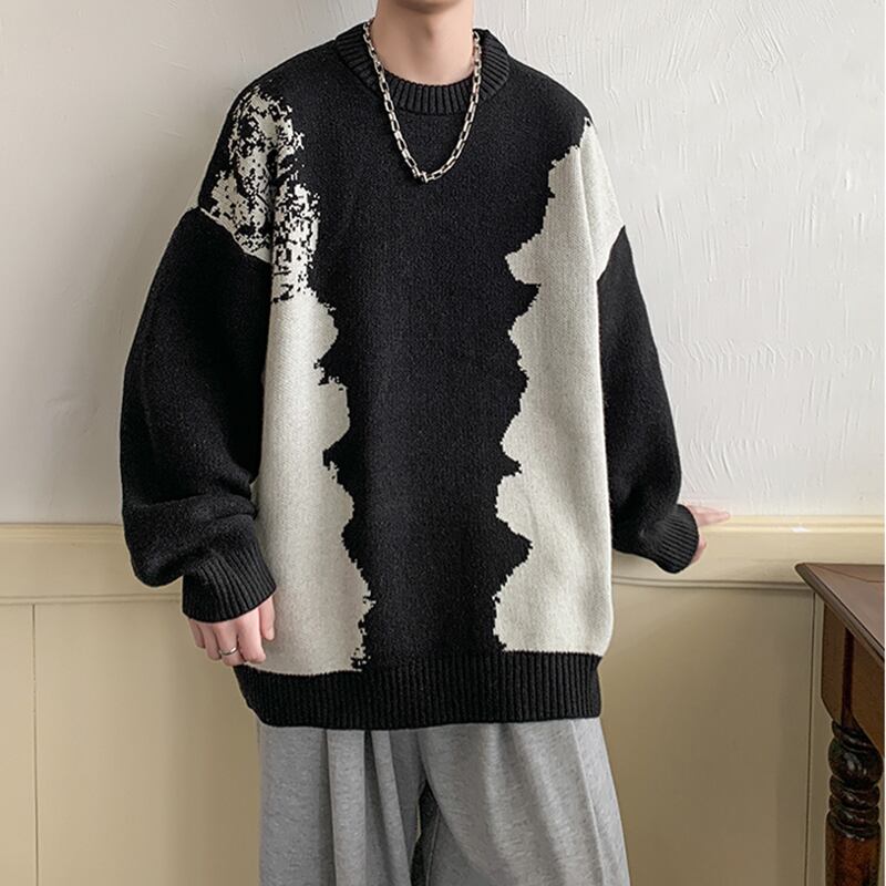 [KADISHOU series]★Sweater★ 2color knit tops Unisex Men's Color scheme ML XL 2XL Black Coffee color