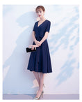 Load image into Gallery viewer, Party Dress One Piece Long Dress After-Party Wedding Concert Party Elegant V-neck Short Sleeve Long Length Plus Size XS SML XL 2XL 3XL Navy
