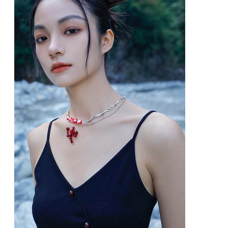 [Xiao Qing Long Shu Series] ★China style necklace★ China style accessories red red cute