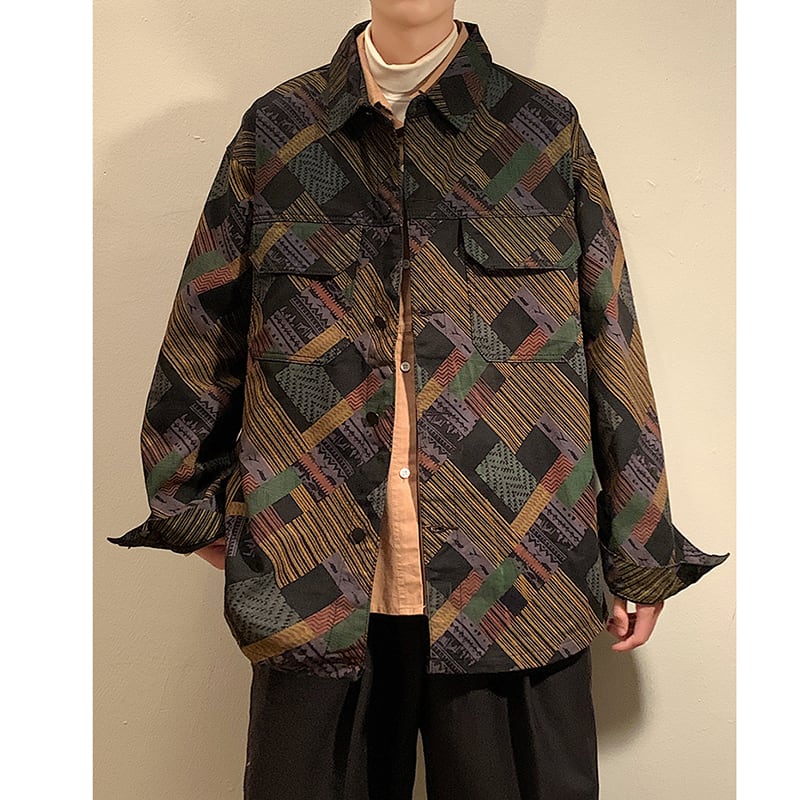 [GUYU Series]★Outerwear★ Shirt Jacket Ethnic Style Unisex Men's Ethnic Style Retro ML XL 2XL