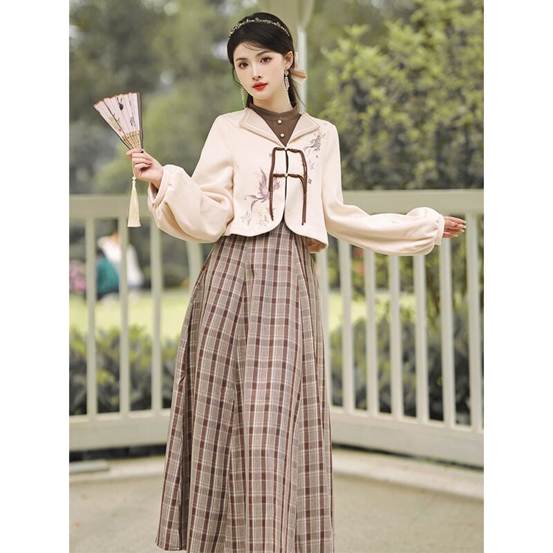 [Agoya Yui Series]★Chinese style setup, single item order★ Dress or outerwear, Chinese clothes, plaid pattern