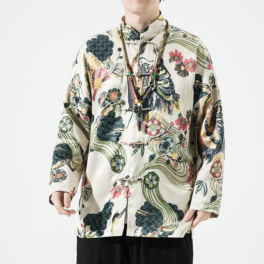 [JUNYI Series] ★China style jacket★ Outerwear print unisex men's ethnic style large size Chinese clothing