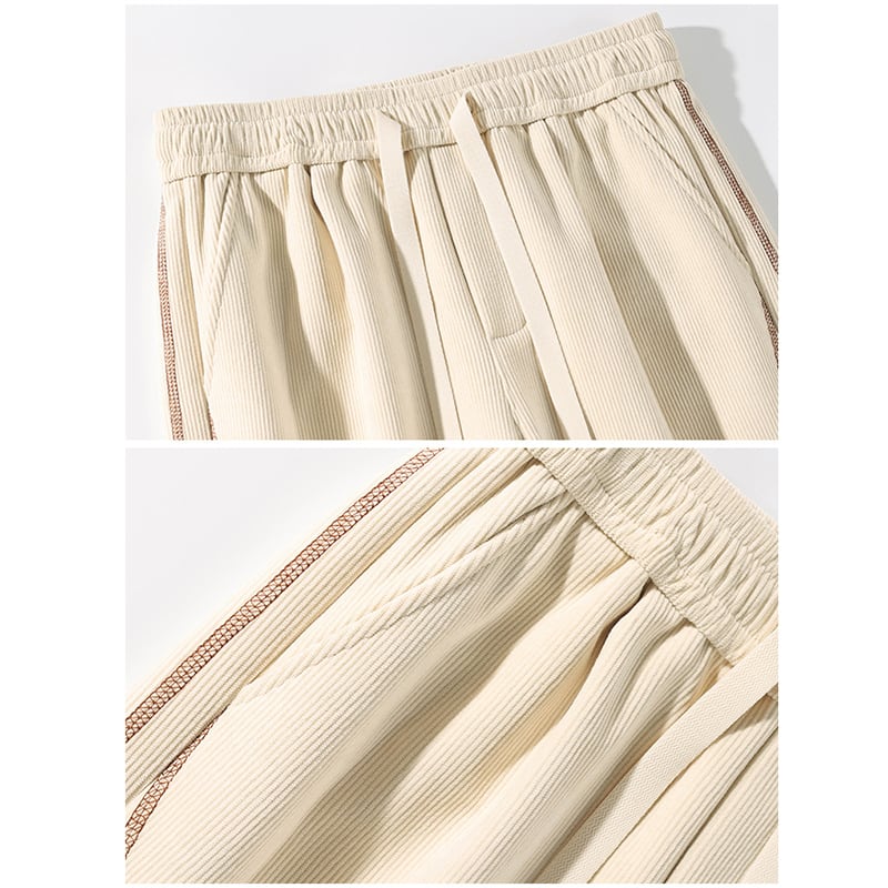 [BIGEMAN Series] ★Casual Pants★ Brushed lining 2color Bottoms Pants Unisex Men's Large Size Sports Style Beige Black Thick