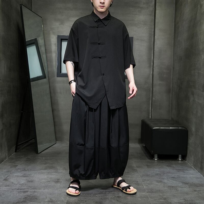 [JINTANG Series]★China style trousers★Bottoms Casual Pants Men's Large Size Loose Black