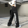 Load image into Gallery viewer, [Demon King Series] ★Denim Pants★ Bottoms Ladies Fashion Alphabet Black Black Unisex Cool
