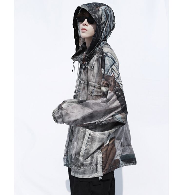 [SIN87 Series] ★UV protection★ UPF50+ 2color Sun protection Cooling protection Thin outerwear Print Fashion Unisex Men's