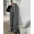 Load image into Gallery viewer, [Kumikumi Series] ★Casual Pants★ 2color Bottoms Trousers Casual Plaid Pattern Black Coffee Color Elastic Waist
