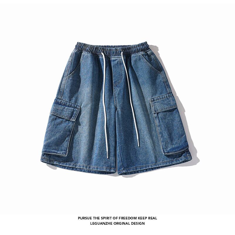 [BIGEMAN Series]★Denim shorts★ 2color bottoms short length pants unisex men's large size denim pants