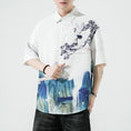 Load image into Gallery viewer, [MOWENZHAI Series] ★China Style Shirt★ Ink Pattern Crane Short Sleeve Shirt Tops Unisex Men's Large Size
