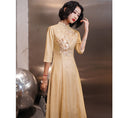 Load image into Gallery viewer, [Chouga series] ★Party dress★ Maxi length dress Improves temperament Gold Golden Chinese style
