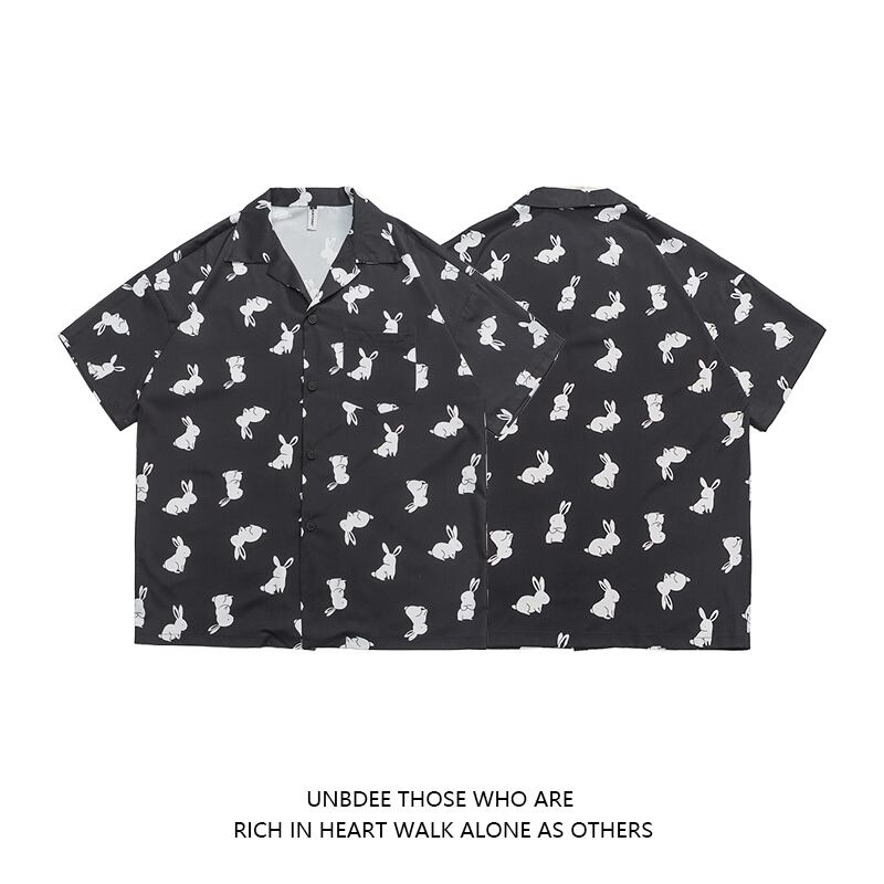 [UNBDEE Series]★Shirt★ Tops Unisex Men's ML XL 2XL Short Sleeve Shirt Summer Clothes Rabbit Rabbit Print