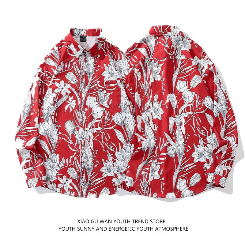 [MOISHE TIDE Series]★Shirt★ Tops Long Sleeve Shirt Spring/Summer ML XL 2XL Unisex Men's Red Red