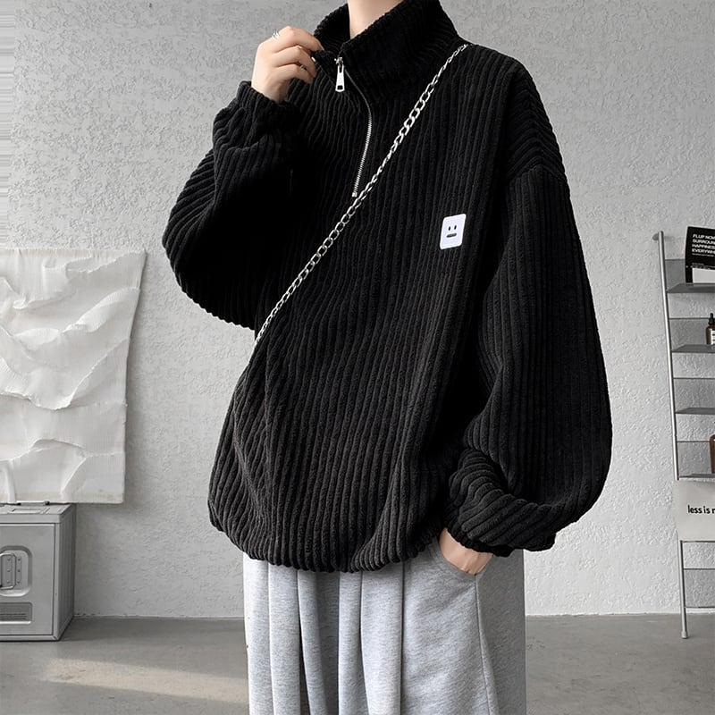 [KADISHOU Series] ★Tops★ 3color Corduroy Unisex Men's Large Size Casual Black Gray Coffee Color