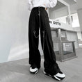 Load image into Gallery viewer, [Irie series] ★Casual pants★ Bottoms with chain Unisex Men's Unique Black Black ML XL
