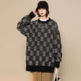 Load image into Gallery viewer, [Ushiomiomi Series] ★Sweater★ 3color Knit Tops Unisex Men's Plaid Pattern Gray Green Black
