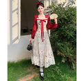 Load image into Gallery viewer, [JIGUJIGU series] ★China style dress★ Switching ribbon, large size, improves temperament, commuting, date, red, red, floral pattern
