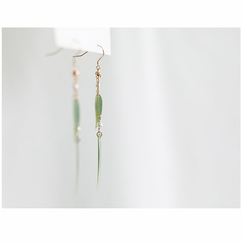 [SUZEE Series]★China style earring★ Pair of earrings or earrings Ladies accessories Bamboo leaves Green Green