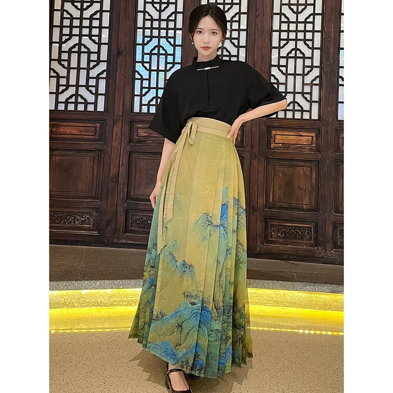 [BAIRIMENG Series]★China style skirt★Bottoms, Maki skirt, landscape pattern, Chinese elements, Chinese clothes, easy to match