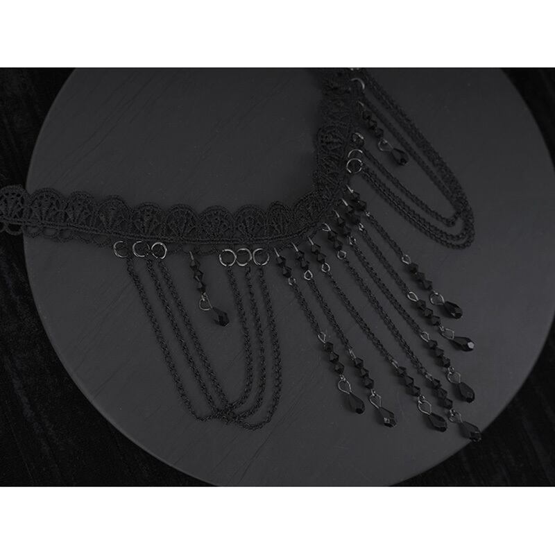 [Koseiryushu Series] ★Necklace★ Ladies Accessories Fringe Black Black Lace Sexy