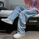 [Minatojima Impression Series] ★Denim Pants★ 2color Gray or Blue Unisex Fashion Super Cheap Casual Easy to Match