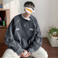 Load image into Gallery viewer, [Leonbinno Series] ★Tops★ 2color Embroidery Corduroy Unisex Men's Gray Black Round Neck
