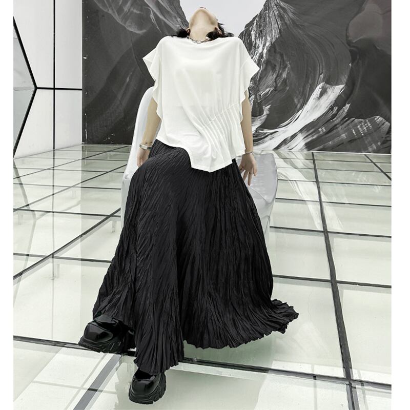 [YIDAO Series]★Skirt★ 3color Bottoms Green Gray Black Long Skirt Improves Temperament