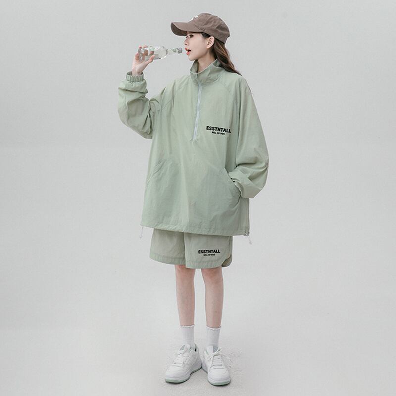 [CHAOMEICHEN Series]★Setup★ 3color outerwear + shorts, unisex, men's sun protection, green, black, fashion