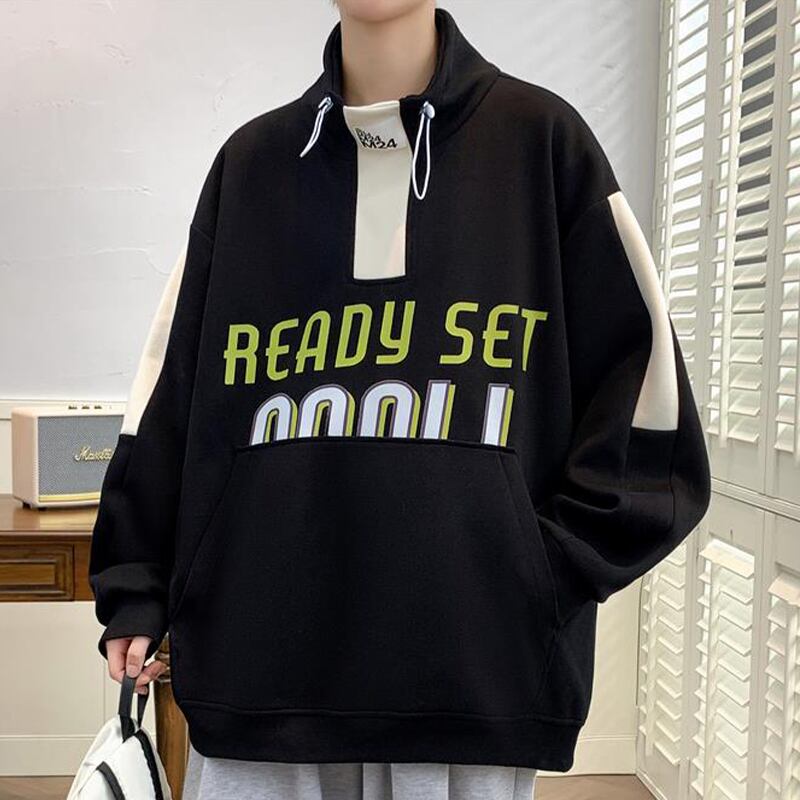 [ZUOFEILI series] ★Tops★ 4color sweatshirt unisex men's large size stand neck