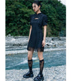 Load image into Gallery viewer, [Da Qinglong Shu Series] ★China-style dress★ Improved cheongsam dress, fringe, short length, switching black, black
