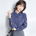 Load image into Gallery viewer, [AISHUMA Series]★Shirt★ Tops Ladies Corduroy Temperament Enhancement Spring Autumn Blue Blue
