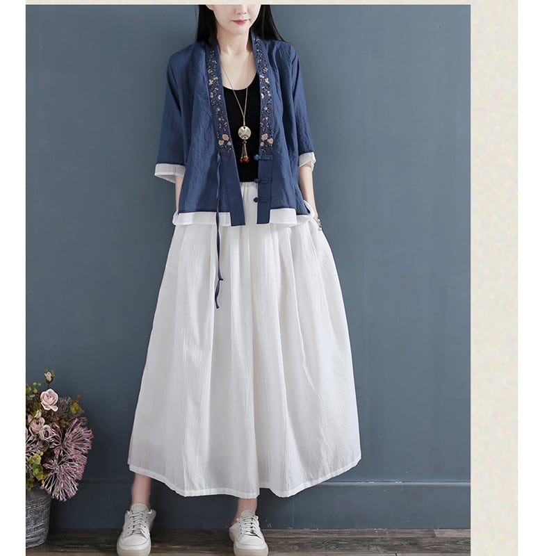 [Qing Series]★Chinese style tops★ 5color Happi coat Chinese clothing Improved Tang suit Blue green Blue Pink White Navy