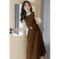 Load image into Gallery viewer, [CHIC Series] ★One Piece★ Faux Layered Corduroy Coffee Color Date Improves Temperament
