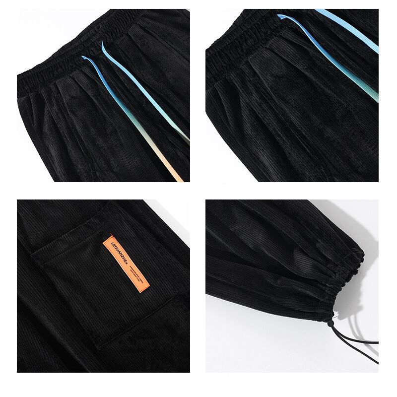 [BIGEMAN Series] ★Casual Pants★ 2color, 9/4 length bottoms, trousers, unisex, men's, large size, slimming, black, white, stylish