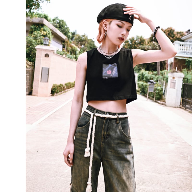 [Kokaishan---Rakkagin Series] ★China style camisole★ 2color tank top tops Easy to match black and white