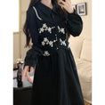 Load image into Gallery viewer, [CHUNYU Series] ★Dress★ Switchable long sleeve dress Floral pattern Black Black Large size Slimming and improving your temperament
