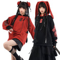 Load image into Gallery viewer, [Ancient Monster --- Rabbit Series] ★China style hoodie★ 2color Regular type or brushed lining type Tops Cute Original Black Red Rabbit ears
