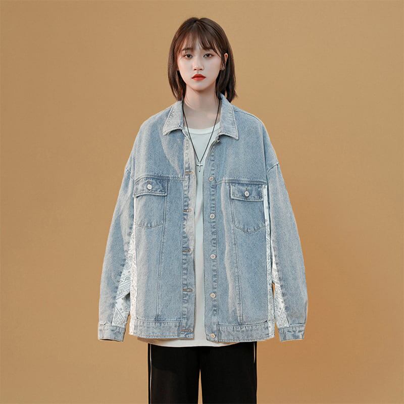 [Winter Series] ★Jacket★ 2color Blue or Black Denim Outer Jeans Unisex Switchable Fashion