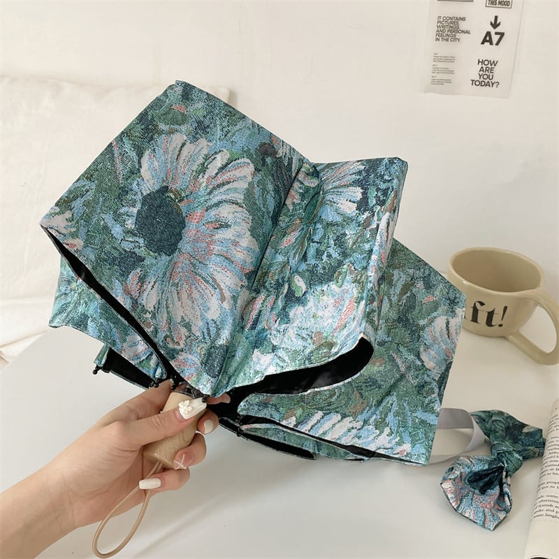 [Jenny Series] ★Umbrella★ Rain &amp; Sunny Dual Use Manual &amp; Jump Rainy Season Rainproof Tsuyu Oil Painting Style Sun Protection UV Protection Blue Blue