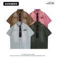 Load image into Gallery viewer, [HTTAOSUP Series]★Shirt with tie★ 4color tops short sleeve shirt retro unisex men's cool
