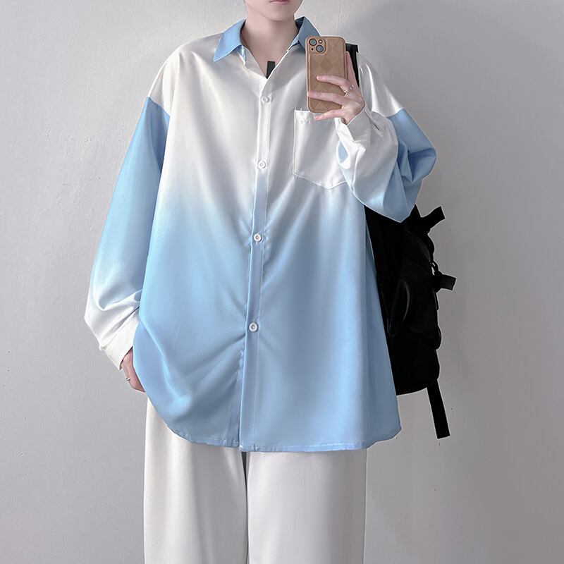 [LANGGUANGHU Series]★Shirt★ Tops 3color gradation Unisex Men's Fashion