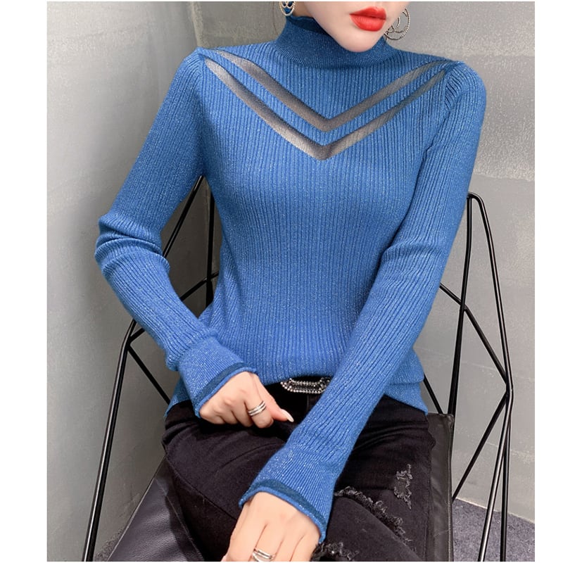 [YINUO series]★Knit tops★ 4color tops sweater turtleneck sexy easy to match