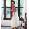 Load image into Gallery viewer, [Paper-dyed series] ★Party dress★ Chinese style tops + long skirt 6color SML LL 3L 4L Red
