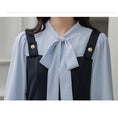 Load image into Gallery viewer, [MEIYI Series] ★One Piece★ Long Length Faux Layered Ribbon Women's Commuting Date Navy Blue
