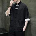 Load image into Gallery viewer, [HANZHU Series]★China style shirt★ Tops 3color Unisex Men's Large Size Black White Blue
