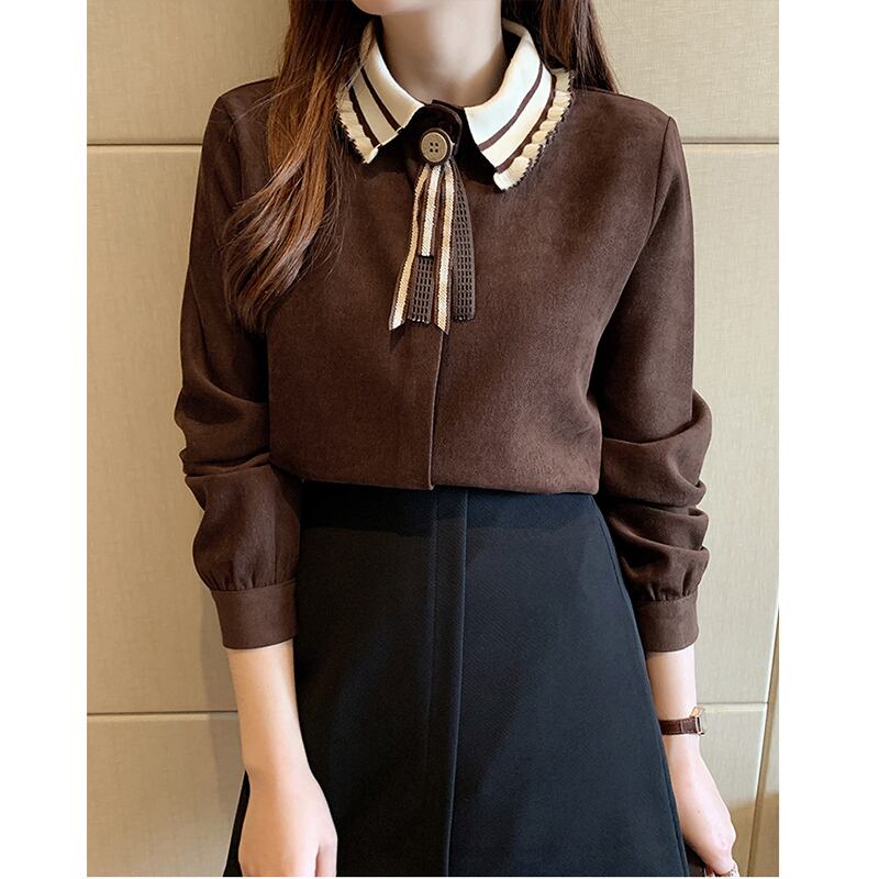 [MILA Series]★Shirt★ 2color Tops Ladies Corduroy Fashion Coffee Color Apricot