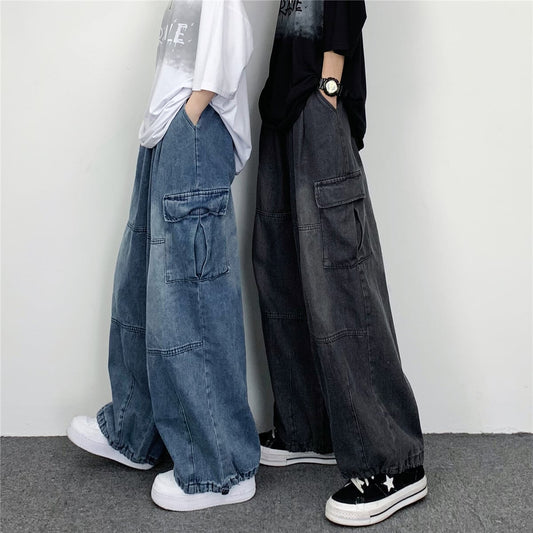 [MGJM Series]★Denim Pants★ 2color Pants Bottoms Unisex Men's Casual Street Blue Black