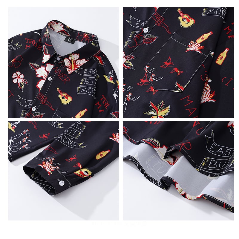 [From Mars Series] ★Floral Pattern Shirt★ Long Sleeve Shirt Tops Unisex Men's ML XL 2XL Harajuku Style Cool